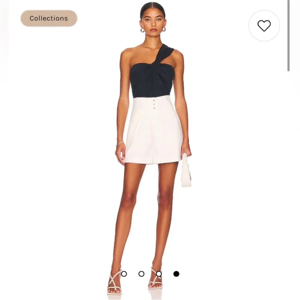 NWT $328 Veronica Beard Belinda One-Shoulder Jacquard top in Ink (navy blue) - Picture 5 of 11